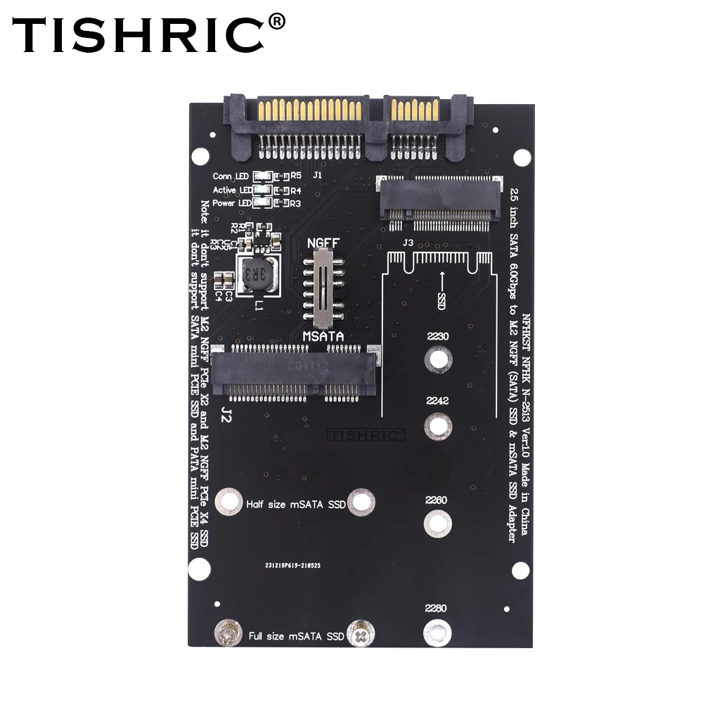 TISHRIC MSATA to SATA & M.2 SSD Adapter Board - 2.5 Inch Form Factor, 6Gbps Speed, Compatible with M.2 NGFF SATA and MSATA SSD for PC Description Image.This Product Can Be Found With The Tag Names M2 sata adapter card b key ngff ssd, M2 ssd 25in sata adapter converter, Msata ssd 25 sata 60 adapter converter