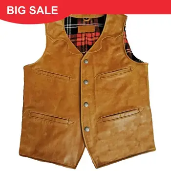 

2020 Light Brown Men Short Japan Style Casual Leather Vest Plus Size XXXL Genuine Thin Cowhide Spring Slim Fit Fashion Vest