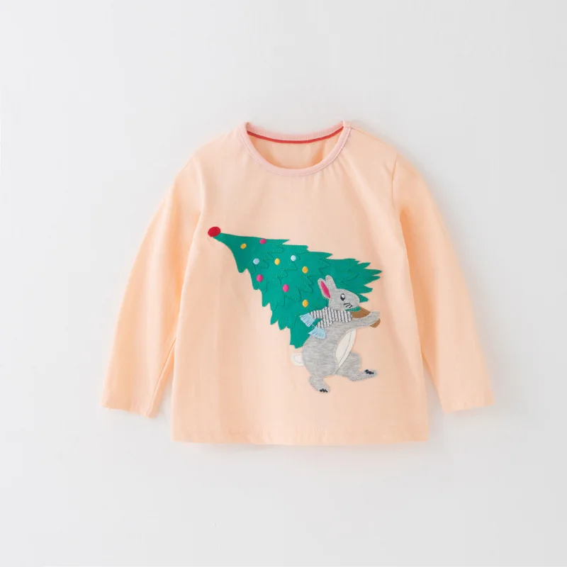 Little maven/Осенняя футболка с длинными рукавами для девочек рисунком кролика и