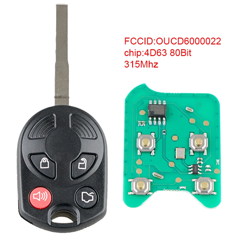 

315Mhz 4 Buttons Remote Key Fob with 4D63 80Bit Chip OUCD6000022 Fit for Ford Focus 2012 2013 2014 2015 2016 New