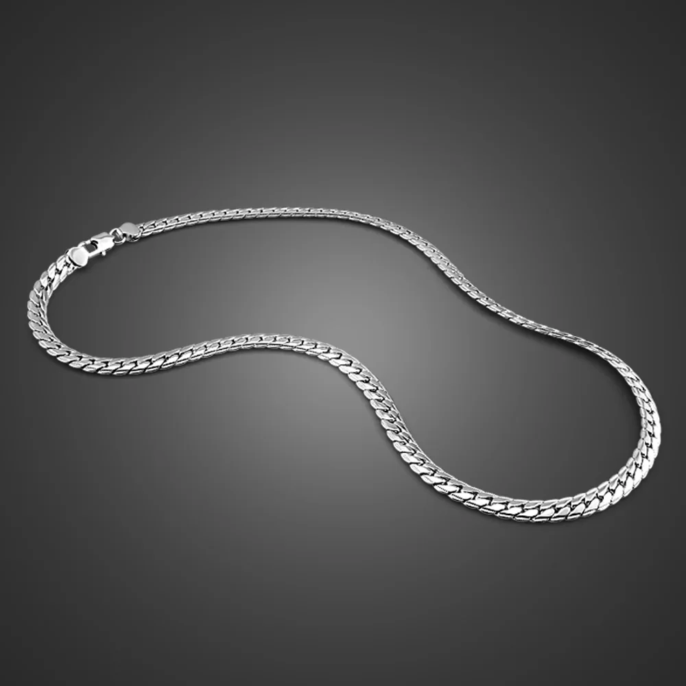 Width 7mm Genuine 100%925 Sterling Silver Flat Necklace Man 20/22 inches Snake Chain punk Curb Cuban Chain MenFine Jewelry Gift