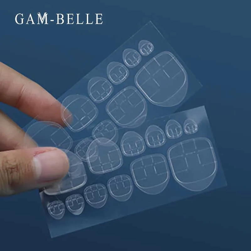 GAM-BELLE 5 Sheet Transparent Nail Glue Sticker Waterproof Long-lasting Double Sided Adhesive Tape False Nail Extension Tool