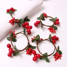 Napkin Rings For Wedding Table Decoration Napkin Holder DIY Handmade Berry Wreath Napkin Ring Christmas Napkin Ring Table Decor