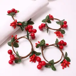 Napkin Rings For Wedding Table Decoration Napkin Holder DIY Handmade Berry Wreath Napkin Ring Christmas Napkin Ring Table Decor