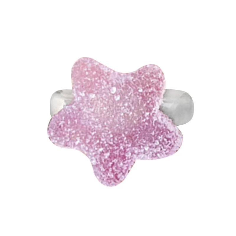 Resin candy geometric fashion popular five-pointed star love ring accessories