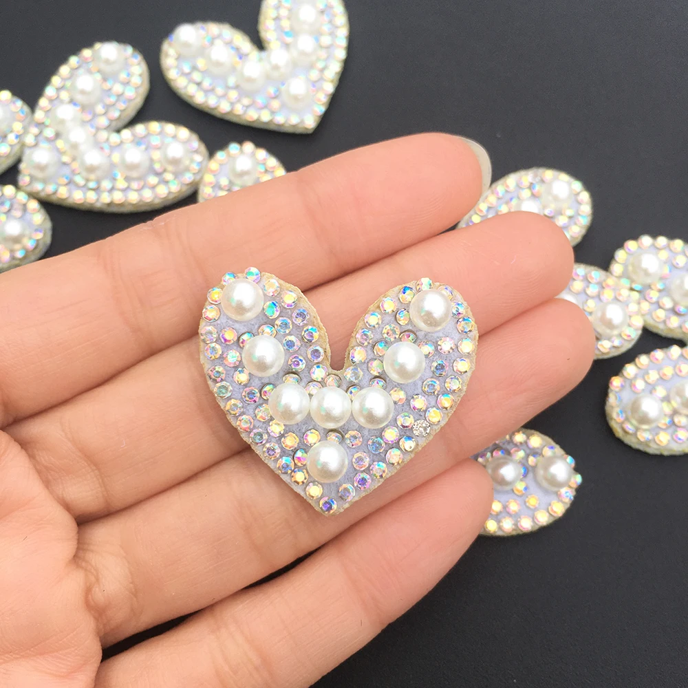 10 шт. милые Стразы в форме сердца любовь аппликация пришить патч для одежды
