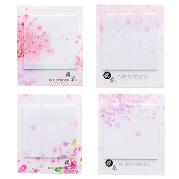 

4 Pcs Cute Kawaii Cherry Blossoms Memo Pad Sticky Notes Stationery Sticker Posted It Planner Stickers Notepads Office School Sup