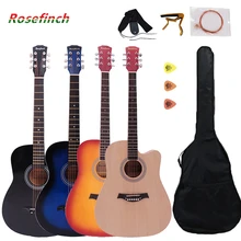 41 дюймов липа для начинающих, 6 струнная баллада, деревянная гитара, Гавайские гитары, акустическая гитара с деревянной/черной/синей/закатной AGT123