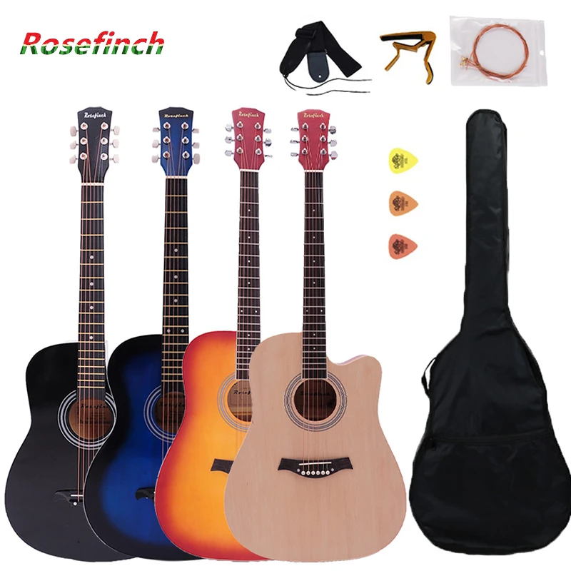 Skup 41 cal lipa dla początkujących gitara wejścia 6 ciąg ballada drewna gitara Ukulele gitara akustyczna z drewniane czarny niebieski zachód słońca AGT123