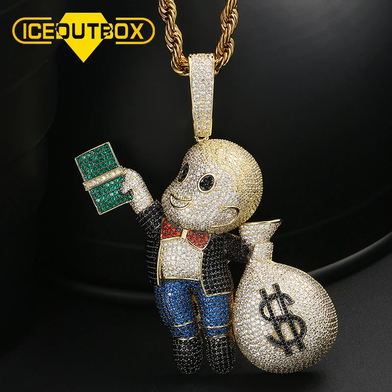 3Mm 24Inch Twist Chain,Personality Dollar $ Symbol Money Bag Pendant,Inlaid Hip Hop Necklace,Gifts for Men and Women FATRWO Zircon Necklace,Pendant