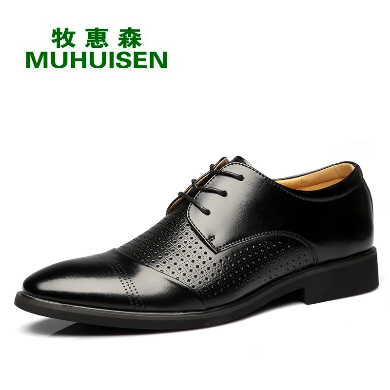 

Summer New Style Men Business Leather Shoes Hollow out Women's Pointed-Toe Leather Shoes Soft Leather Breathable Sandals Extra L