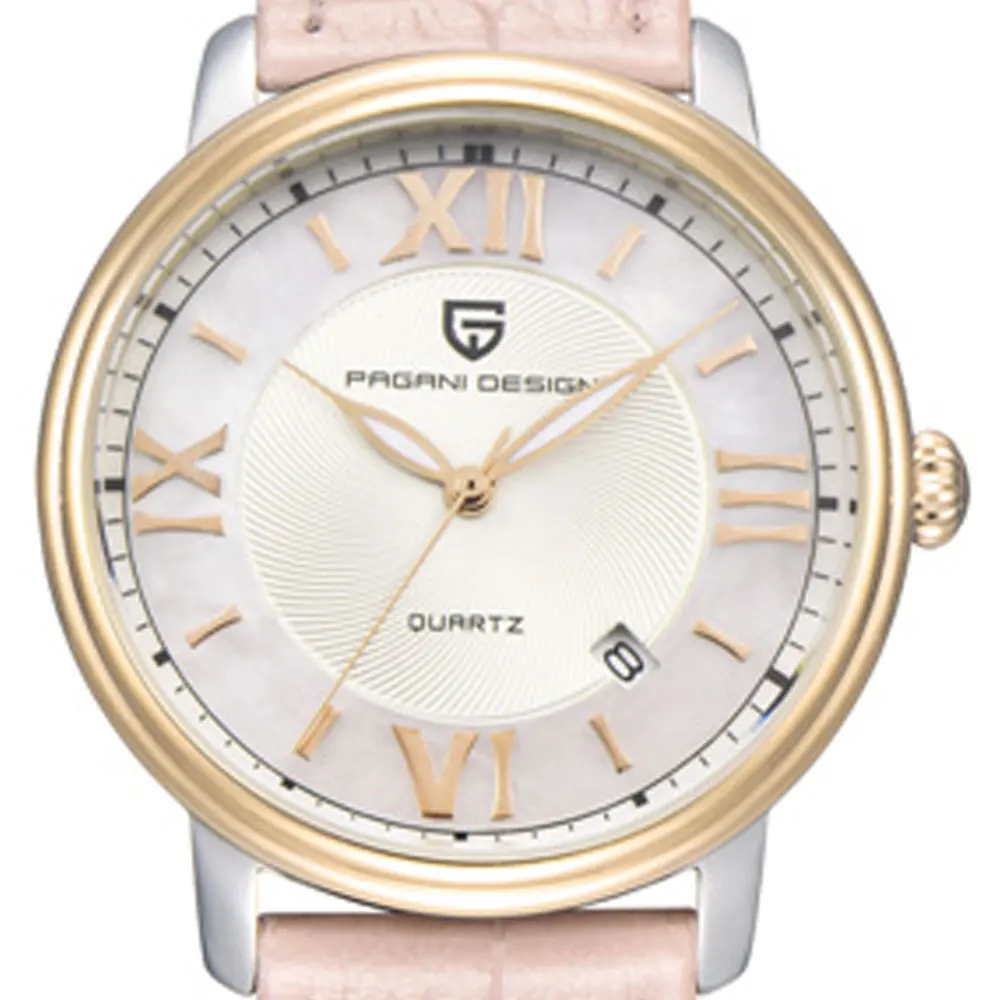 

36mm Pagani design quartz watch automatic date Pink elegant strap women Fashion casual watch