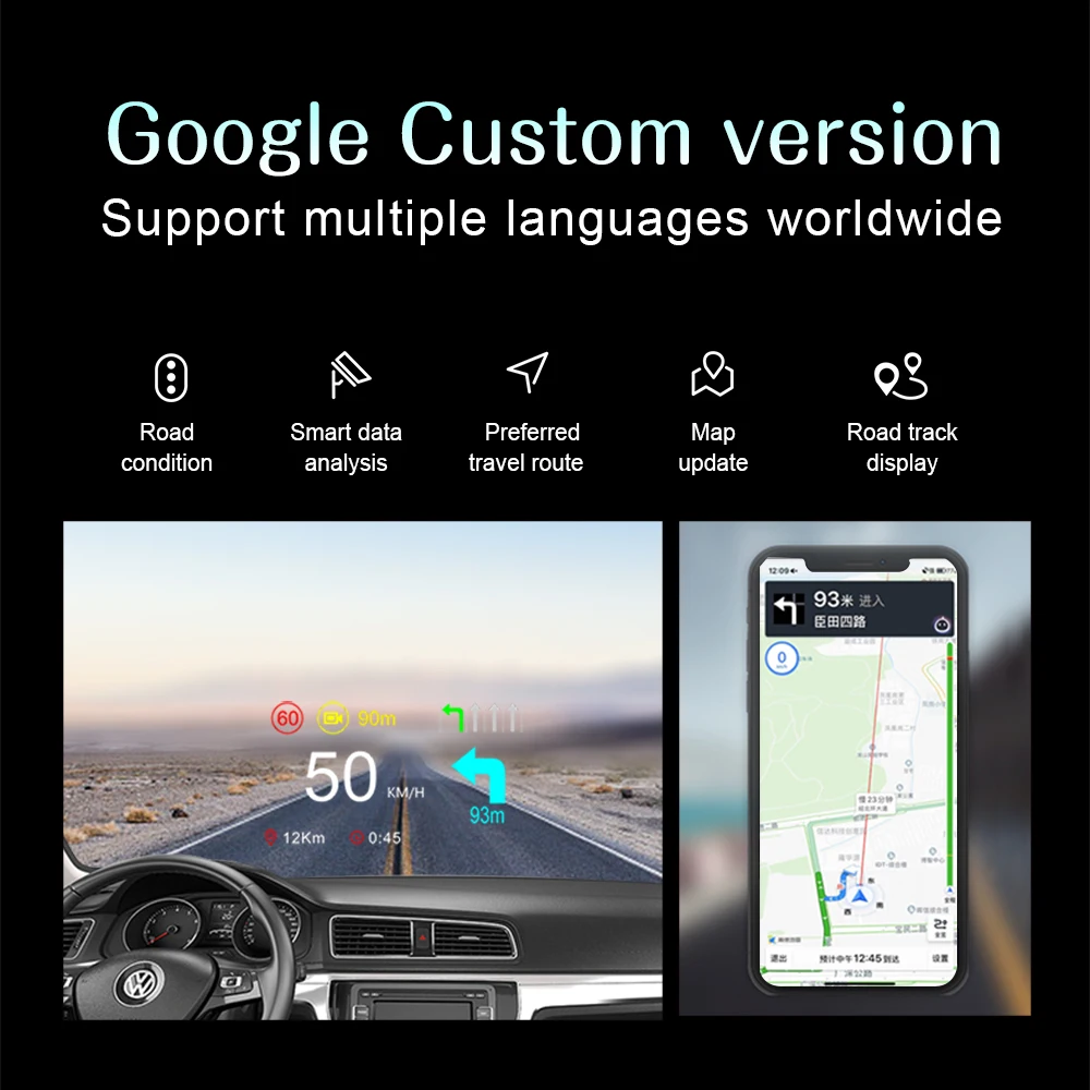 HUD + OBD HD Автомобильный дисплей с GPS навигацией Bluetooth лобовое стекло скоростной