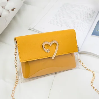 

Korean version of the heart-shaped decorative bag cover single shoulder transparent child jelly bag 2020 summer new product