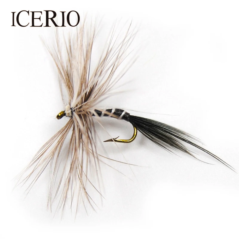 ICERIO 8PCS Grey Mosquito Fly Zebra Dry Flies Trout Fishing Lures #12 | Спорт и развлечения