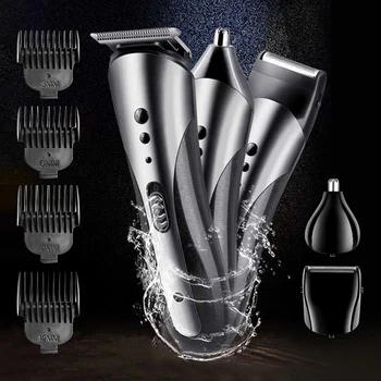 

3 In 1 Electric Shaver For Men Bald Head Polish Hair Clipper Trimmer Floating 5 Blade Heads Shaving Machine Rechargeable Razors