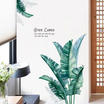 

Banana Leaf Green Plant TV Sofa Art Background Wall Stickers Home Decor Living Room 3D Wall Decal Bedroom Wall Decoration