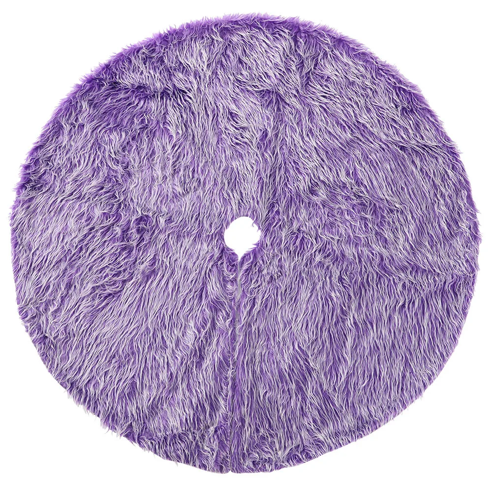 

1Pc Purple Long Hair Christmas Tree Skirt 78Cm/120Cm Tree Bottom Apron Carpet Christmas Home Scene Layout Plush Tree Skirt Gift