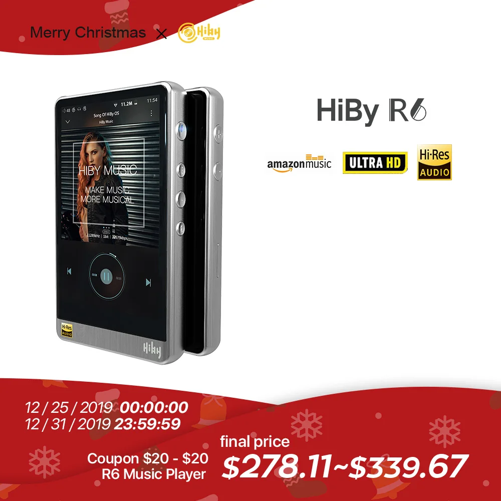 

HiBy R6 High Resolution Audio Portable Player Hi-Res Music Player Bluetooth MP3 Player HiFi Music Player Amazon Music Ultra HD