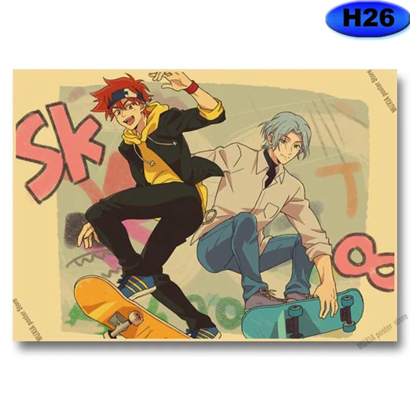 Vintage SK8 The Infinity Poster Kraft Paper Anime Posters Wall Stickers Home Decor Study Bedroom Bar Cafe Decoration Painting