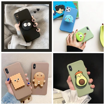 

For Samsung A50 A70 A40 A20S A60 A80 A10E For Galaxy M10 M20 M30 Case 3D Cute Cartoon Avocado Flower Foldable Holder Soft Cover