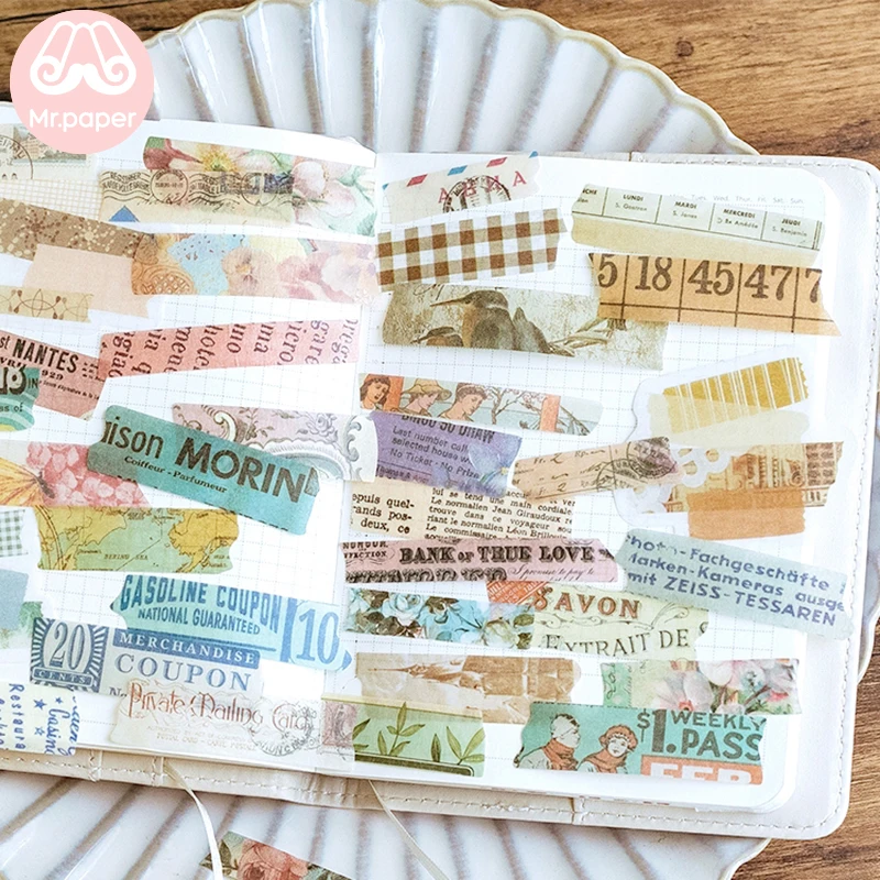 Mr. paper 60 шт./упак. 4 вида конструкций винтажные Ретро полосы скрапбукинг ручной рваные наклейки пуля журнал Декоративные Канцелярские наклейки