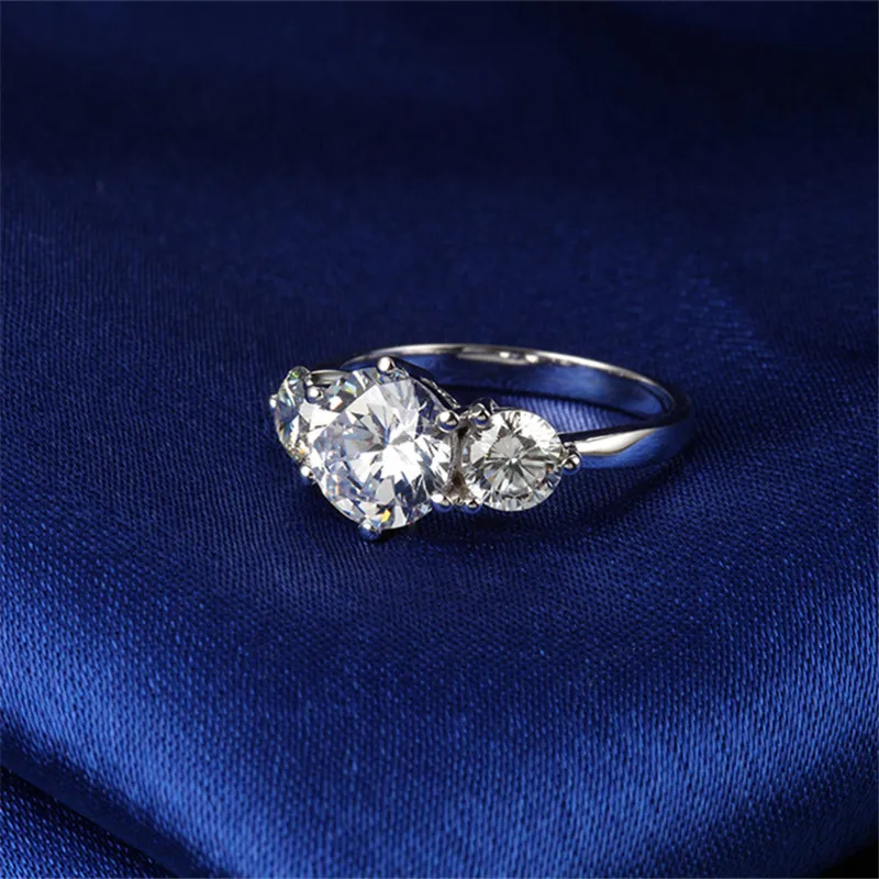 Тест положительное F VS1 Твердое 14 к белое золото 3 кольцо с камнями 3,2 CTTW Moissanite алмазное кольцо для женщин обручальное Золотое Ювелирное кольцо