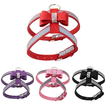 

Reflective Dog Harness Leash Lead Doggie Bow Chest Belt Puppy Strap for Small Big Dog Multi-Color Pet Supplies