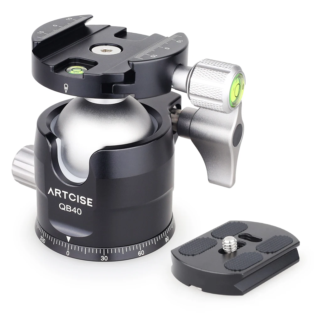 Cabeça de Tripé Todo o Metal Rápida para Dslr Universal Ballhead Perfil Baixo Panorâmica Monopé Bola Cabeça Montagem Placa Liberação Câmera Qb40 - Image 4