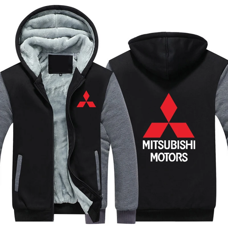 Хит, новинка, Мужская Утепленная куртка с логотипом Mitsubishi, белая, с принтом, мужские толстовки, теплое пальто, хлопковая куртка, Mitsubishi Car, 4S, магазин, толстовки - Цвет: Темно-серый