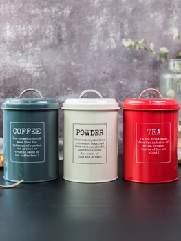 

Home Kitchen Food Sugar Powder Tea Candy Jar Metal Container for Food 300g Capacity Jar Set Container for Coffee Bean Snacks Box