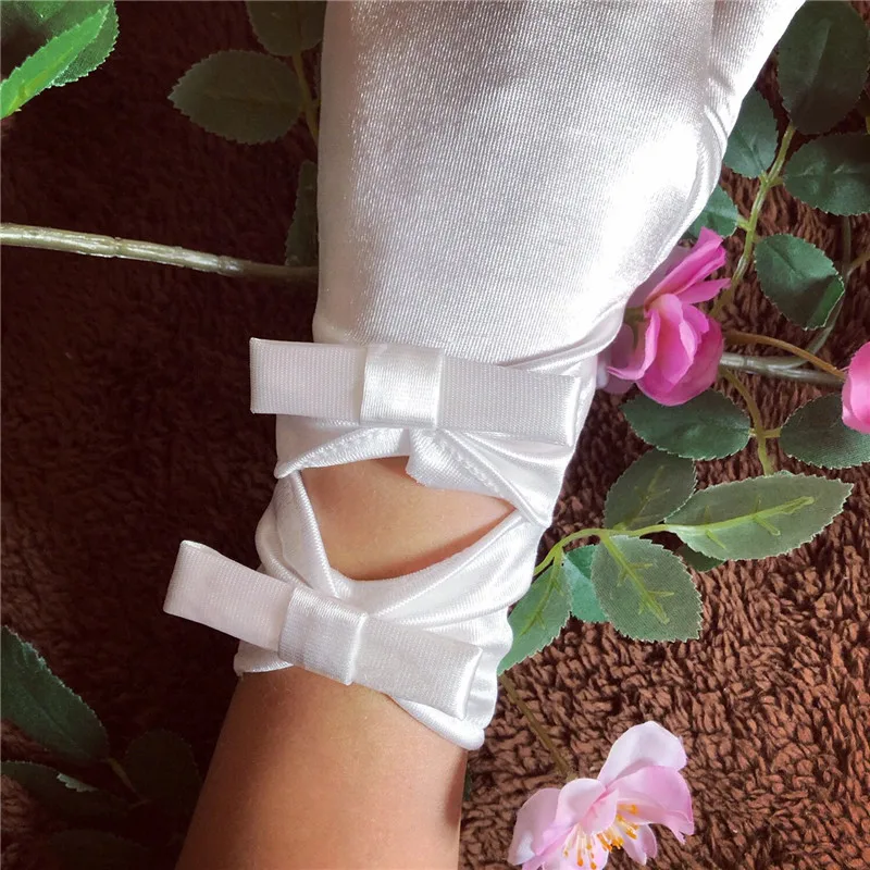 Новые белые короткие женские свадебные перчатки для девочек вечерние перчатки с бантиком