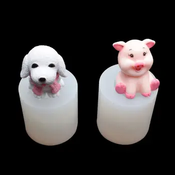 

2Pcs Handmade Mini Size 3D Pet Dog Cute Pig Epoxy Resin Silicone Molds Animals Resin Casting Mold Jewelry Making Tools