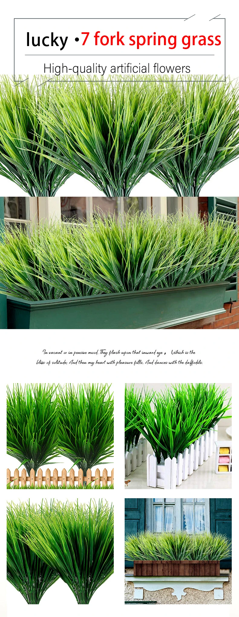Simulation Green Plants,40cm7 ForksSpring Grass, Indoor and Outdoor Home Garden Decoration,Wedding Venue Layout Green Road Guide Simulation Green Plants,40cm7 ForksSpring Grass, Indoor and Outdoor Home Garden Decoration,Wedding Venue Layout Green Road Guide