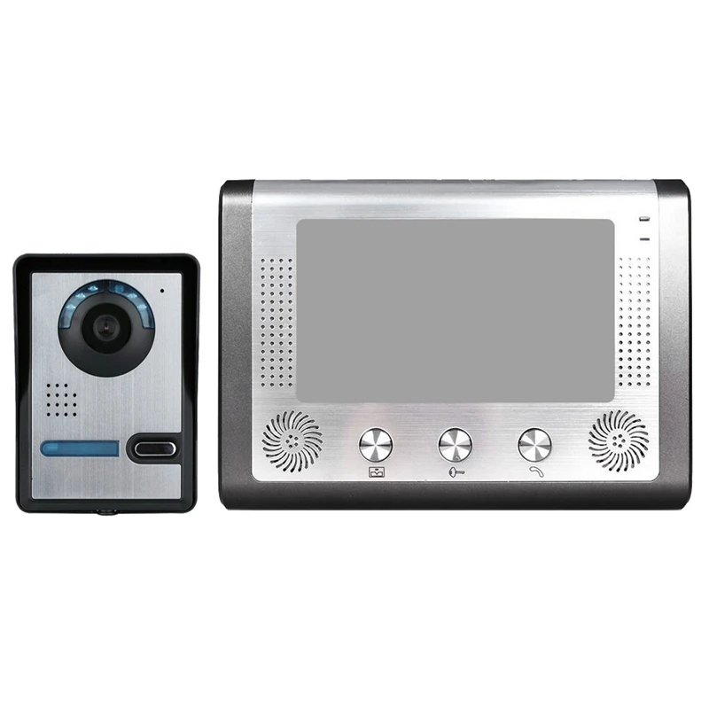 Mountainone 7-дюймовый ночное видеофон с дверным звонком с инфракрасным дождь домофон Системы черный + серебро Abs + Алюминий сплав штепсельная