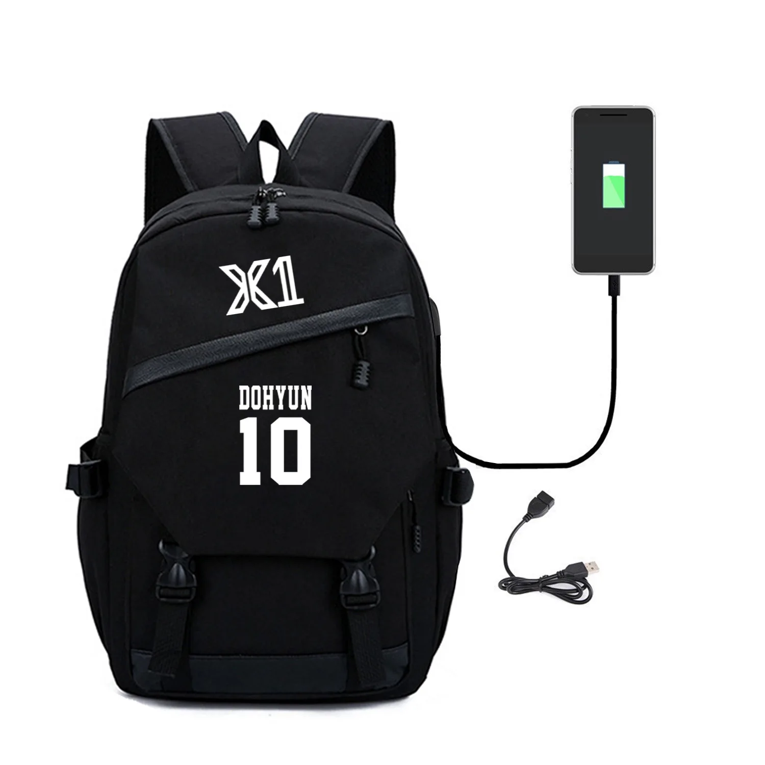 

2019 Kpop Star X1 Backpack Periphery A Bag Usb Headset Line Both Shoulders Package Men And Women