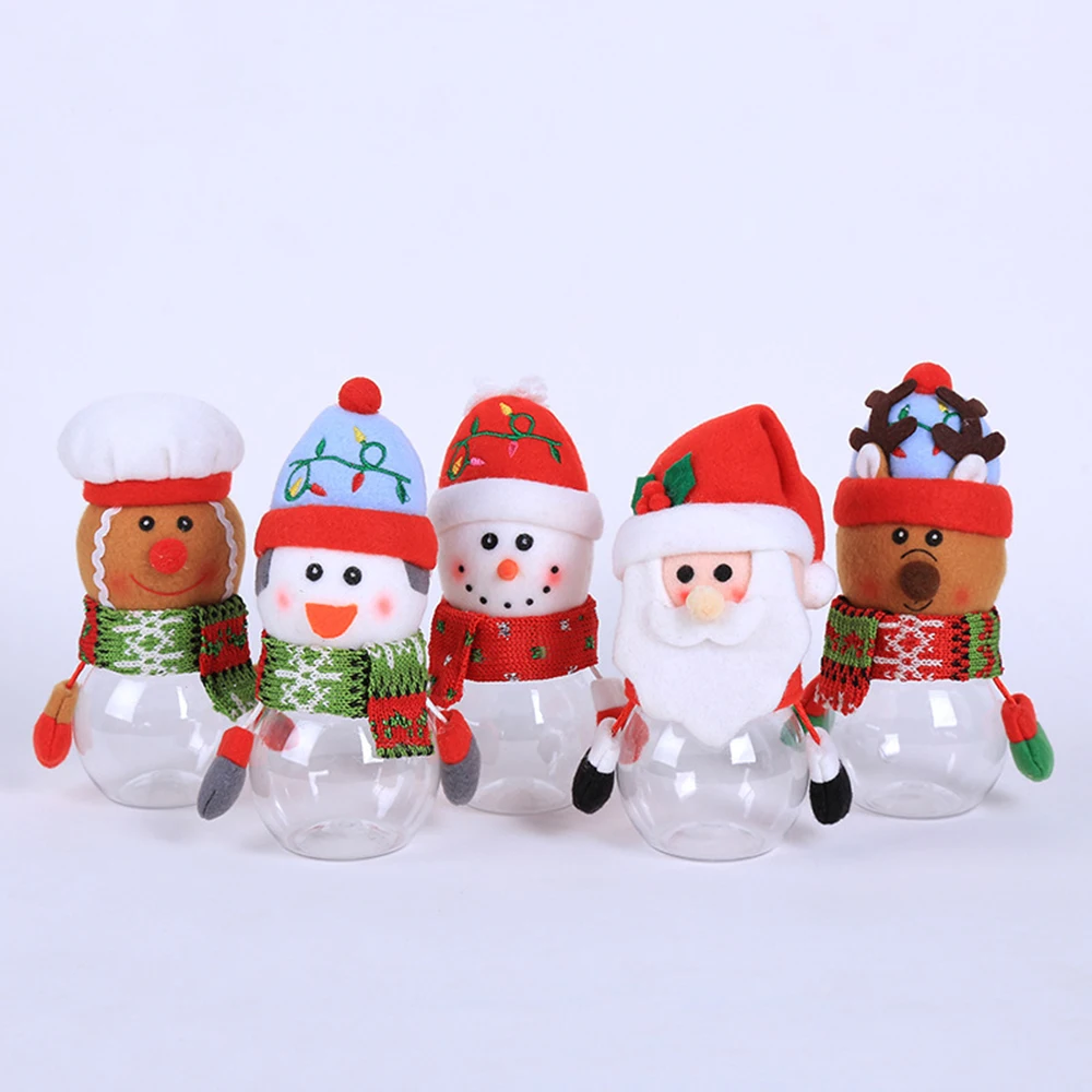 

Christmas Candy Jar Storage Bottle Santa Bag Xmas Sweets Box Gift Refillable Bottles Travel Cosmetic Plastic Empty Container