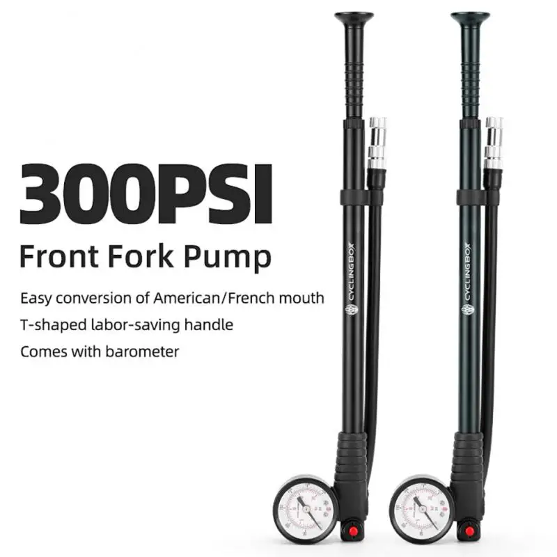300psi High pressure Bike Air Pump Foldable MTB Fork / Rear Suspension Pump With Gauge Bike Air