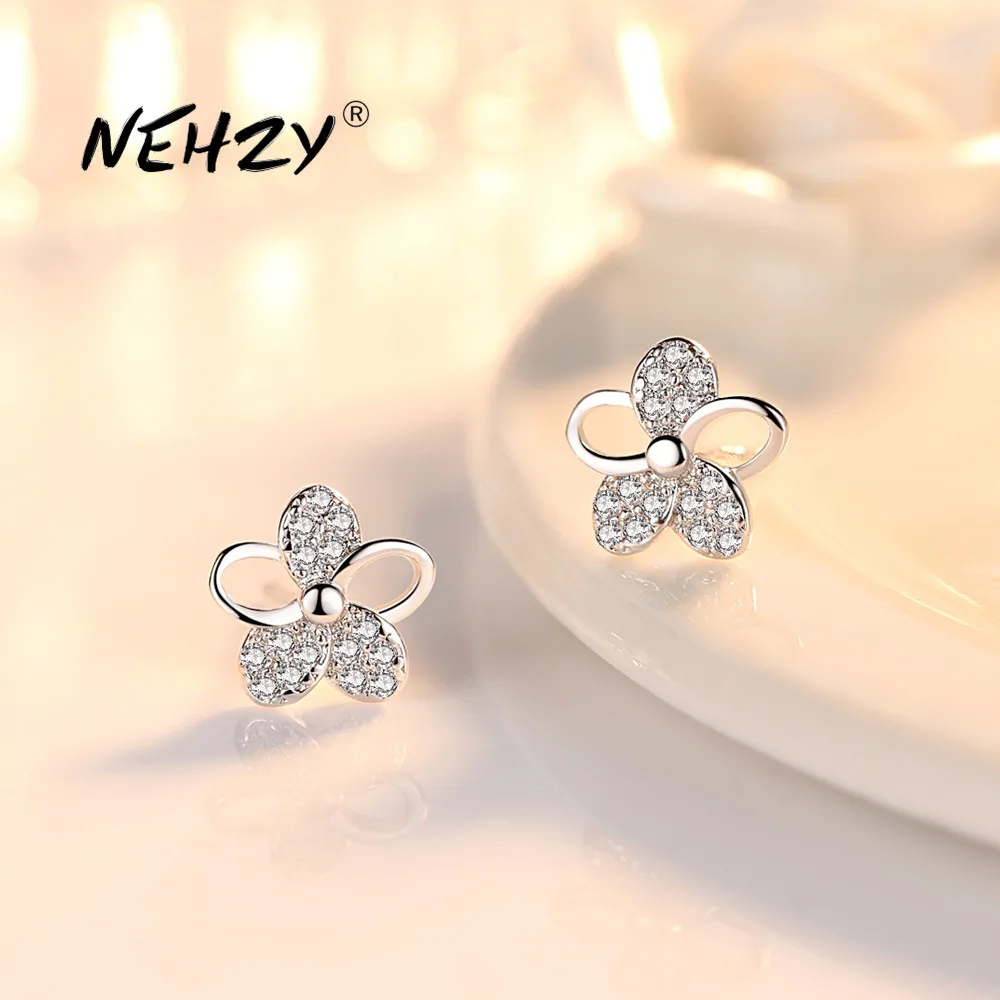 Cut Rate Zircon Earrings Crystal Fashion Jewelry NEHZY Leaf 925-Sterling-Silver Retro High-Quality 85Z1Qnxrl