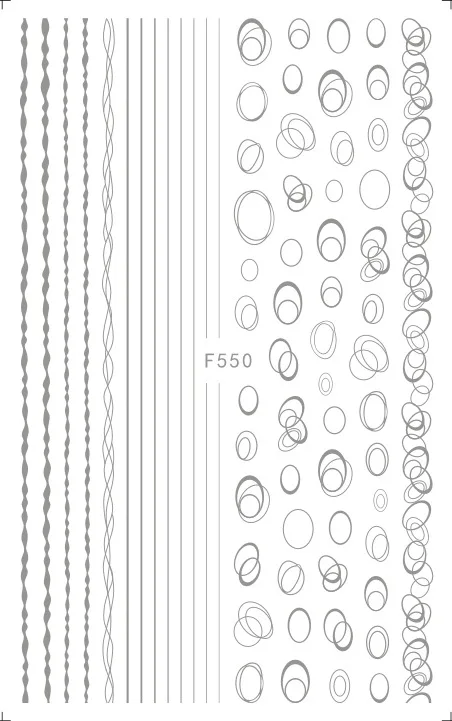 1 шт стикер для ногтей черный/белый/Золотой/Серебряный круг Геометрическая линия 3D стикер для дизайна ногтей Клей слайдер стикер - Цвет: F550 Sliver