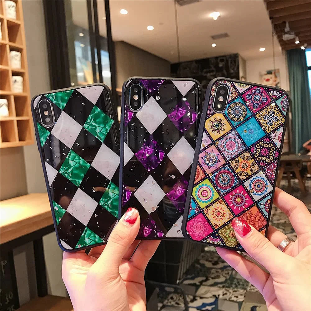 

Glitter Geometric Case for Samsung A M 10 20 30 40 50 60 70 80 90 50S 30S Luxury Aesthetic Gold Foil Camera Protect Soft Cover