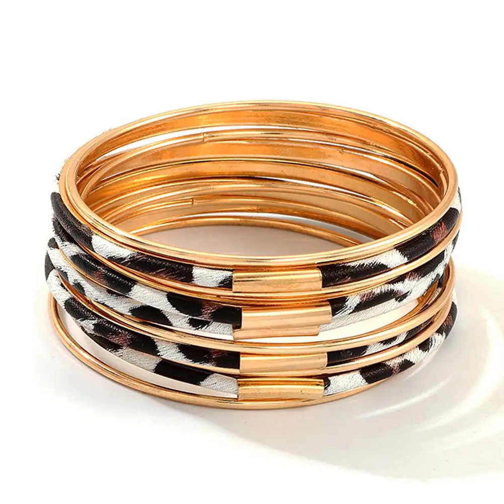 

11Pcs/Set Fashion Trendy Unique Design Sohemia Style Women Leopard Smooth Cuff Bracelet Bangle Party Jewelry Christmas Gift Brac