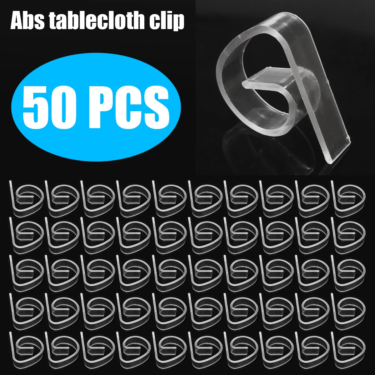 50pcs Plastic Tablecloth Clear Table Cover Clips Holder Clamp for Party Picnic Home