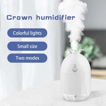 

ELOOLE New crown USB Mini Air Humidifier 350ML Ultrasonic Mute Aromatherapy Diffuser Cool Mist Maker Color Lights For Home Car