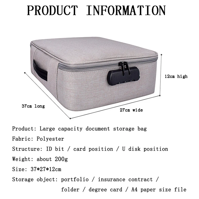 Оксфордская Водонепроницаемая Сумка для документов с блокировкой паролем, органайзер, бумажная сумка для хранения, Сумка для документов, Сумка для документов, карман для хранения документов
