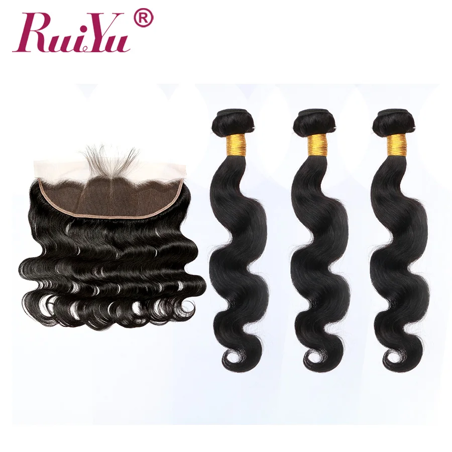 

Peruvian Human Hair Bundles With Frontal 100% Human Hair Remy Body Wave Bundles With Frontal RuiYu 13x4 Frontal With Bundles