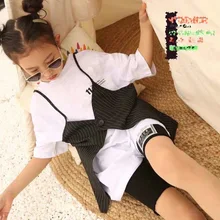 Children's clothing 2020 summer new summer children's suit female girls tops two-piece suit little girl fashion