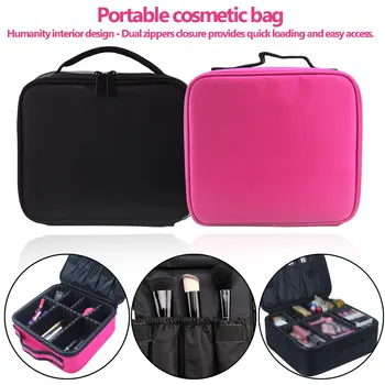 

Portable Waterproof PU Leather Cosmetic Makeup Storage Box Case Organizer Women Travel Suitcases