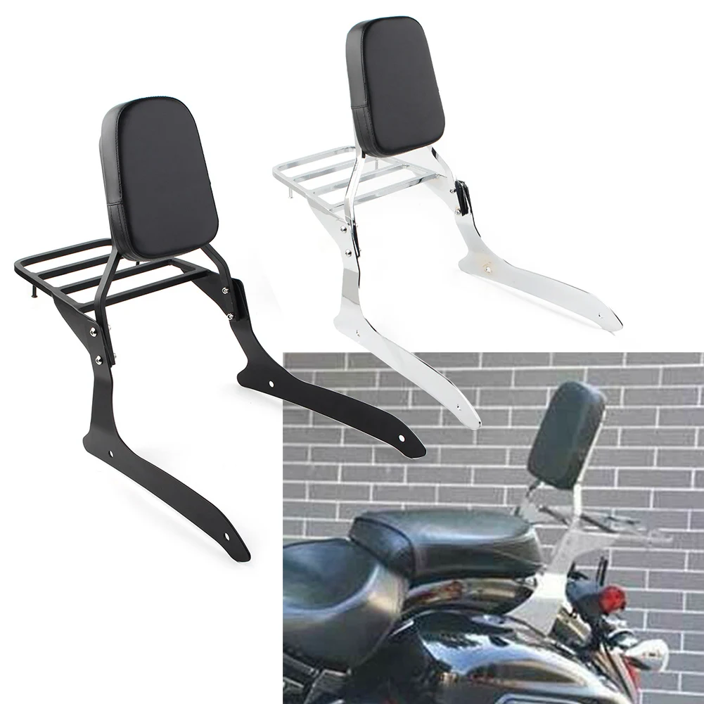 

Chrome/Black Motorbike Backrest Sissy Pad & Luggage Rack For Yamaha V-Star XVS1300A V Star 1300 2007-2015 Midnight