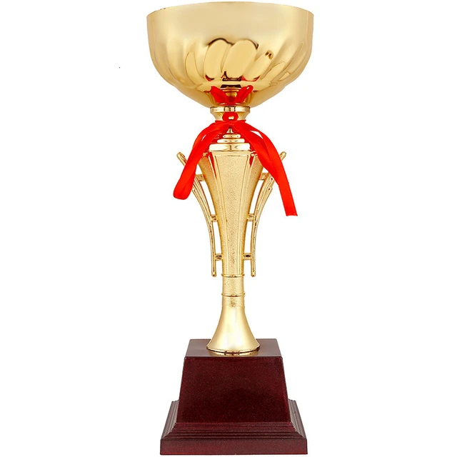 Copa de trofeo de oro grande, Trofeo personalizado, cinta colorida